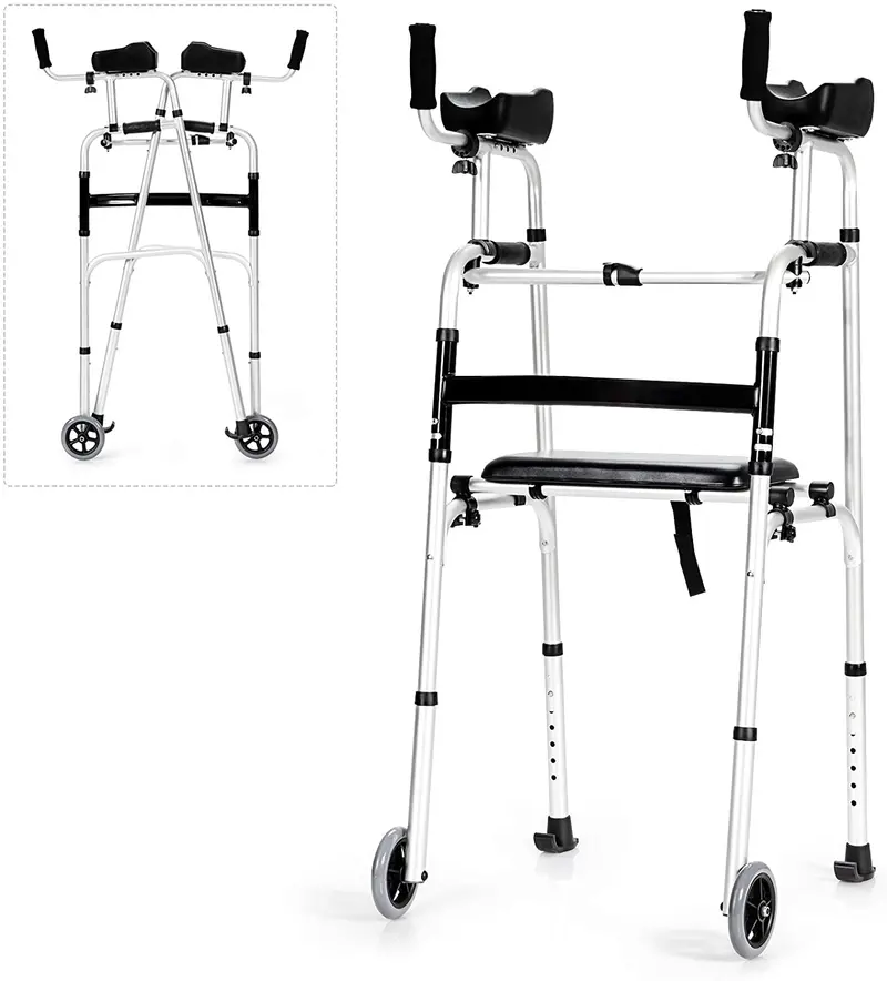 Lightweight Aluminum Foldable Walker – Durable Rehab Support Frame