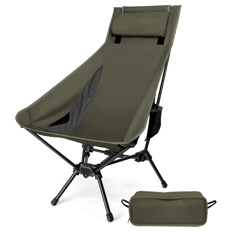 Lightweight Aluminum High-Back Camping Chair with Removable Neck Pillow 3