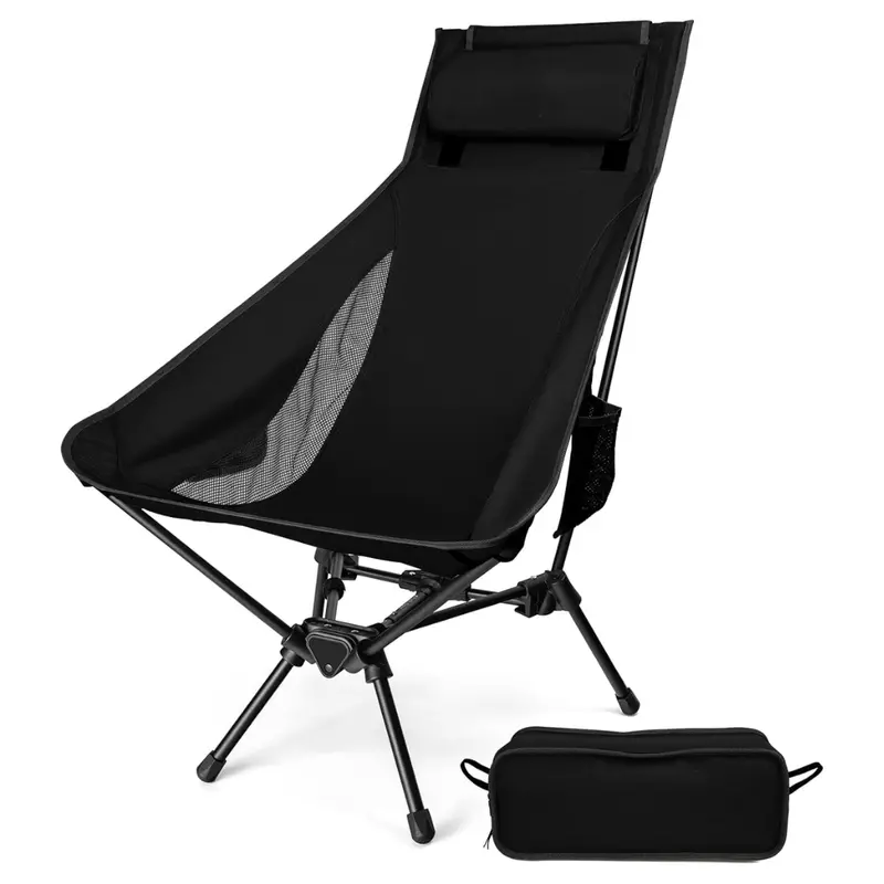 Lightweight Aluminum High-Back Camping Chair with Removable Neck Pillow