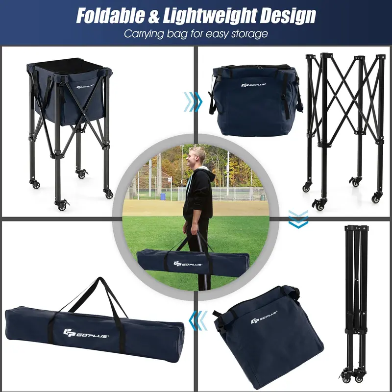 Lightweight Aluminum Tennis Ball Hopper, Collapsible 2-Tier Ball Collector