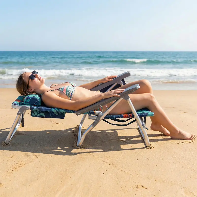 Lightweight Backpack-Friendly Reclining Beach Chairs (Set of 2 or 4)