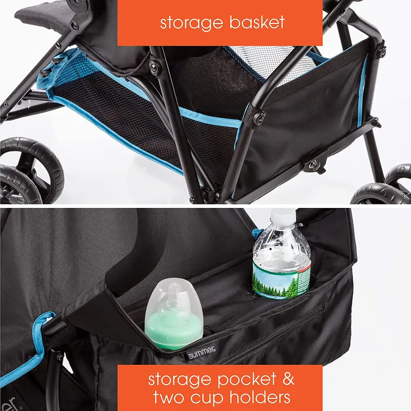 Lightweight Convenience Stroller – Blue/Black Foldable Infant Carrier for Easy Transport