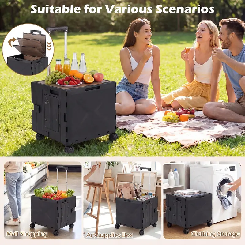 Lightweight Foldable Utility Cart with 360° Swivel Wheels 2