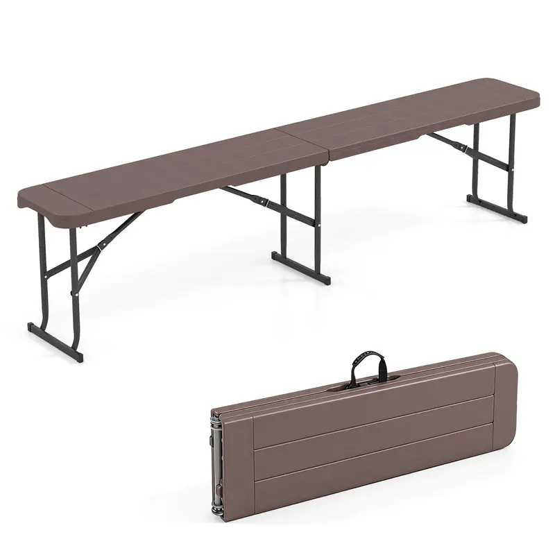 Lightweight Folding Bench – 6-Foot Plastic Portable Seat with Carry Handle for Outdoor Use