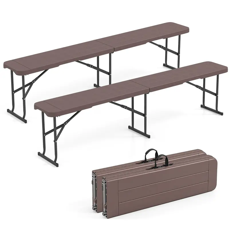 Lightweight Folding Bench – 6-Foot Plastic Portable Seat with Carry Handle for Outdoor Use