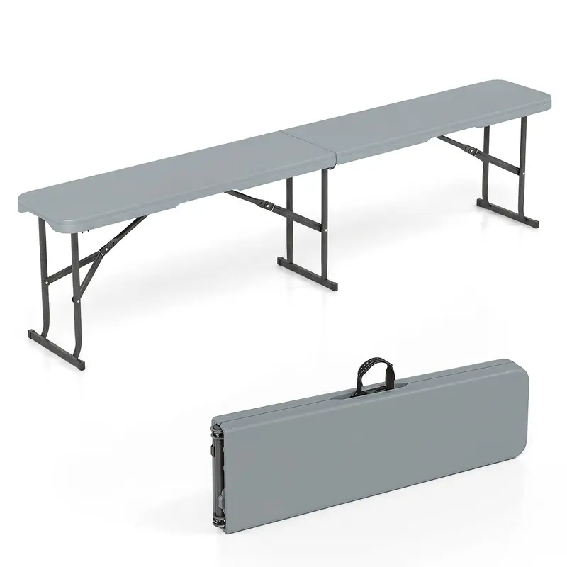 Lightweight Folding Bench – 6-Foot Plastic Portable Seat with Carry Handle for Outdoor Use