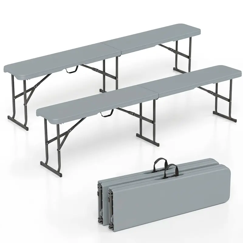 Lightweight Folding Bench – 6-Foot Plastic Portable Seat with Carry Handle for Outdoor Use