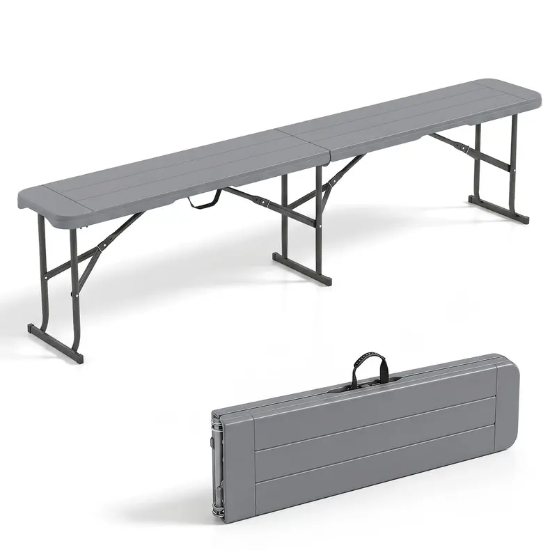 Lightweight Folding Bench – 6-Foot Plastic Portable Seat with Carry Handle for Outdoor Use