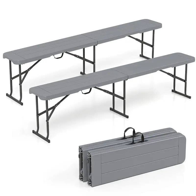 Lightweight Folding Bench – 6-Foot Plastic Portable Seat with Carry Handle for Outdoor Use