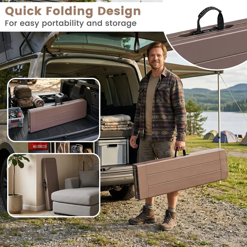 Lightweight Folding Bench – 6-Foot Plastic Portable Seat with Carry Handle for Outdoor Use