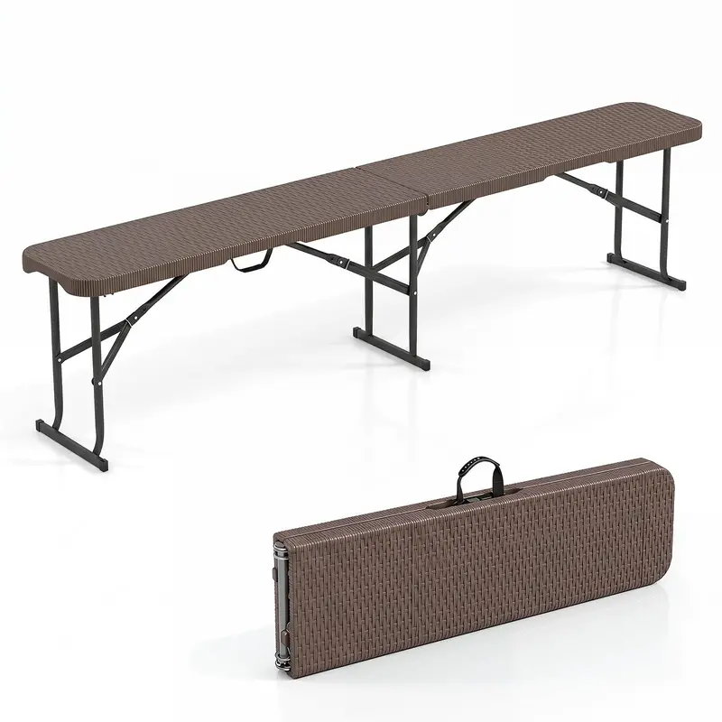 Lightweight Folding Bench – 6-Foot Plastic Portable Seat with Carry Handle for Outdoor Use