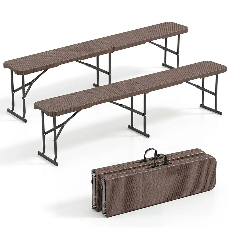 Lightweight Folding Bench – 6-Foot Plastic Portable Seat with Carry Handle for Outdoor Use
