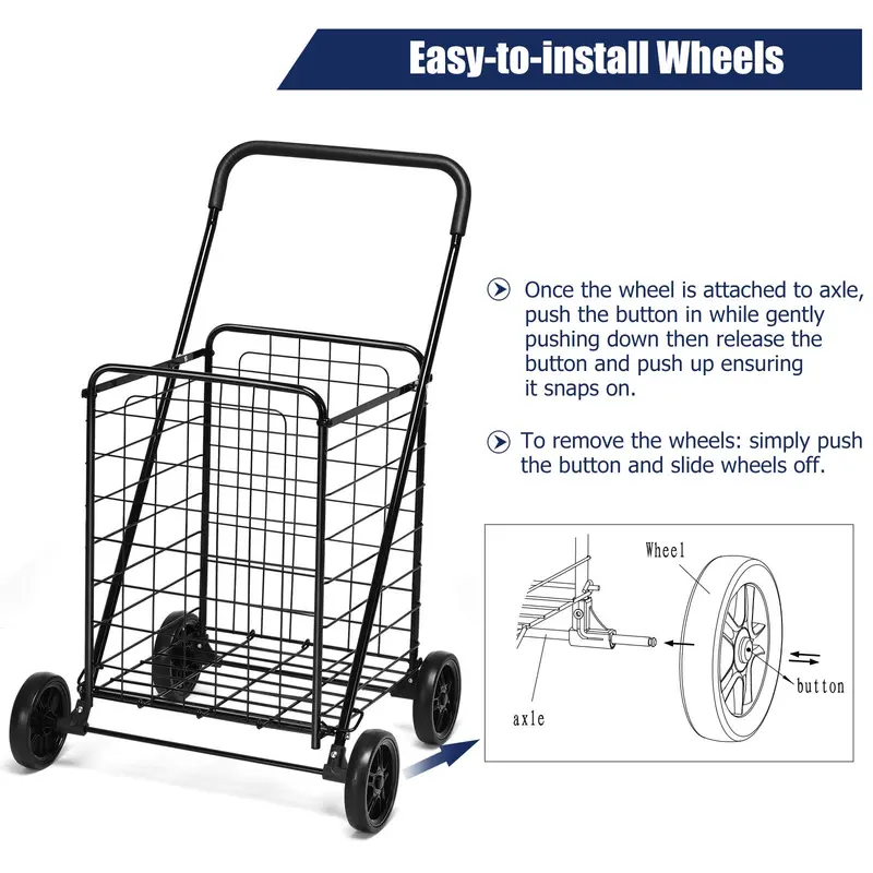 Lightweight Folding Shopping Cart – Wheeled Grocery Trolley for Easy Transport