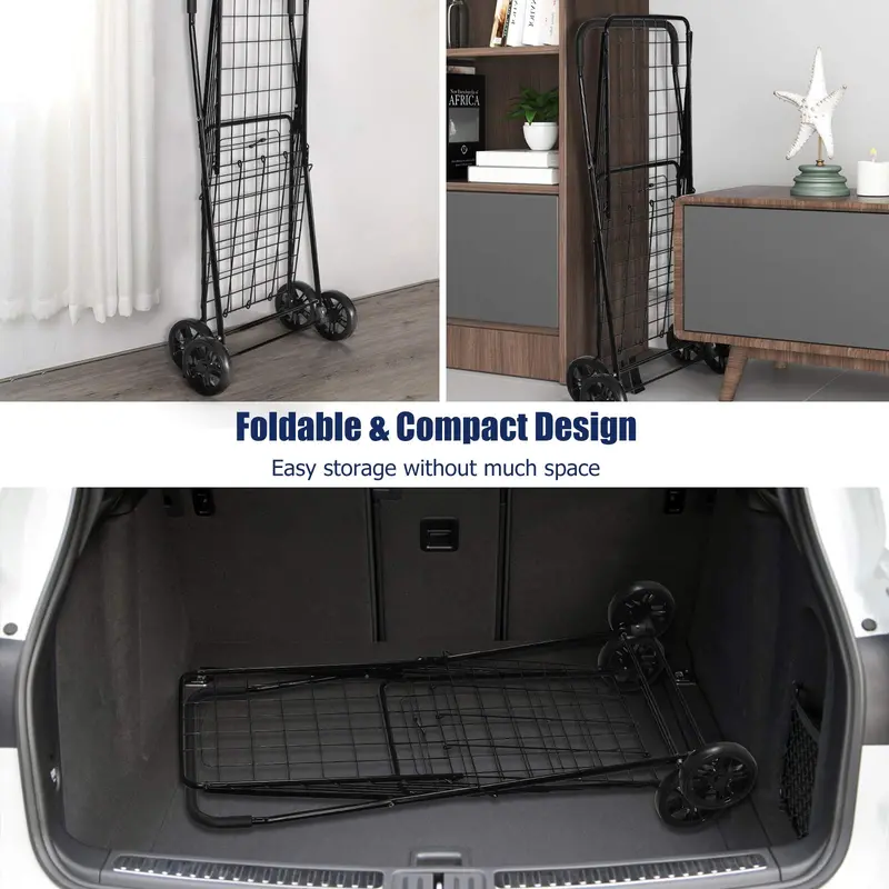 Lightweight Folding Shopping Cart – Wheeled Grocery Trolley for Easy Transport