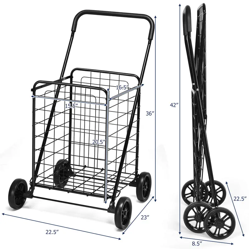 Lightweight Folding Shopping Cart – Wheeled Grocery Trolley for Easy Transport
