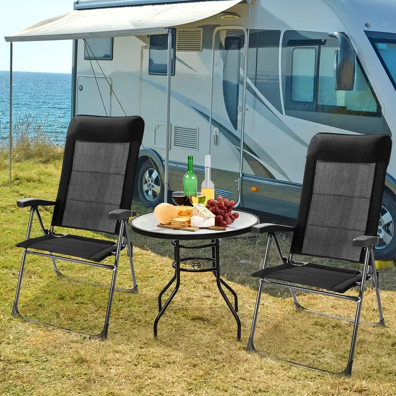 Lightweight Folding Sling Patio Chair with Integrated Headrest Support 2