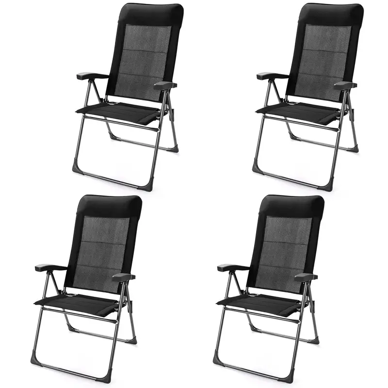 Lightweight Folding Sling Patio Chair with Integrated Headrest Support