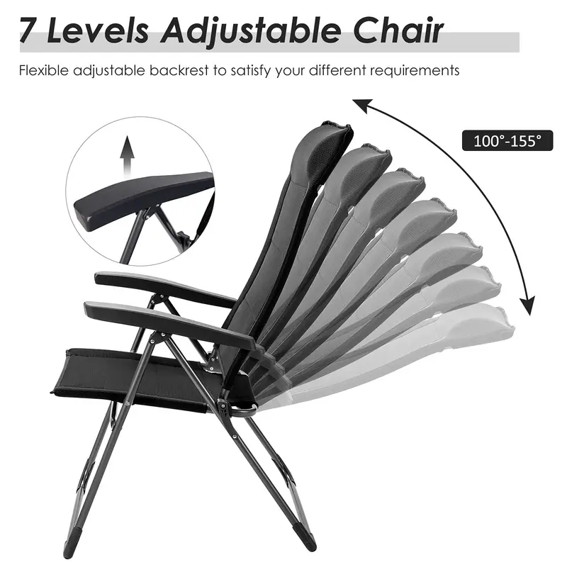 Lightweight Folding Sling Patio Chair with Integrated Headrest Support