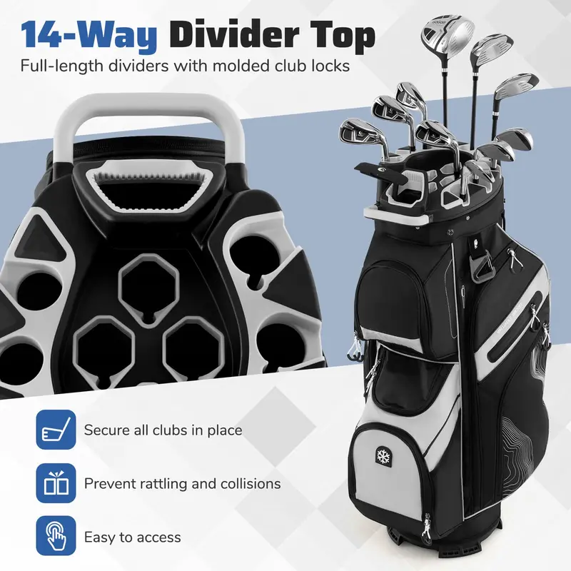Lightweight Molded Golf Bag with 14-Way Full-Length Club Dividers 2
