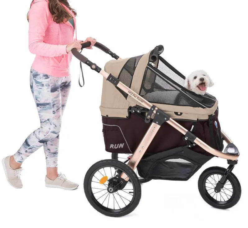 Lightweight Pet Jogging Stroller with One-Hand Fold, Zipper-Free Entry, and All-Terrain Rubber Wheels (Green Camo)