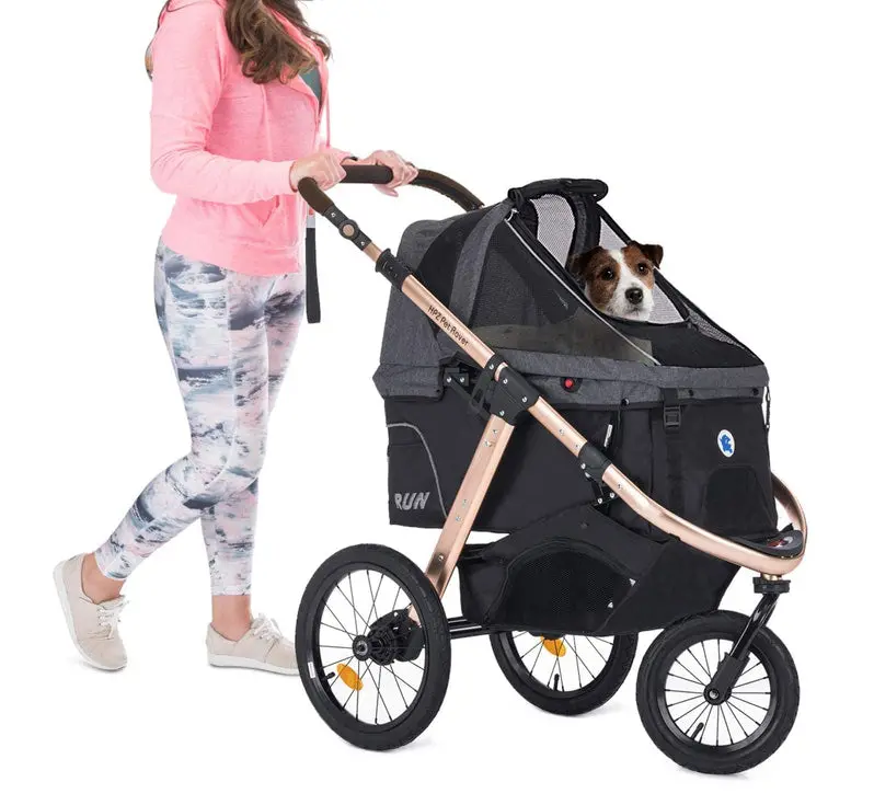 Lightweight Pet Jogging Stroller with One-Hand Fold, Zipper-Free Entry, and All-Terrain Rubber Wheels (Green Camo)