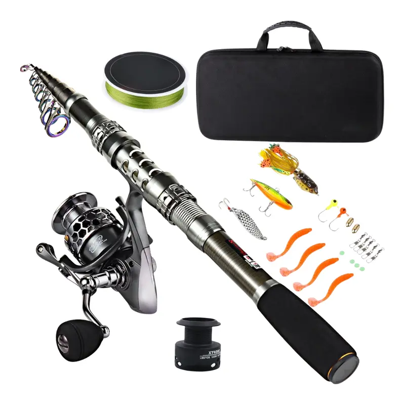 Lightweight Telescopic Carbon Fiber Fishing Rod & Reel Combo with Accessory Kit