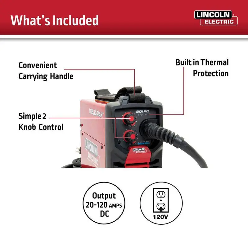 Lincoln Electric WELD-PAK 90i FC Flux-Cored Welder – Gasless Wire Feed System (K5255-1)