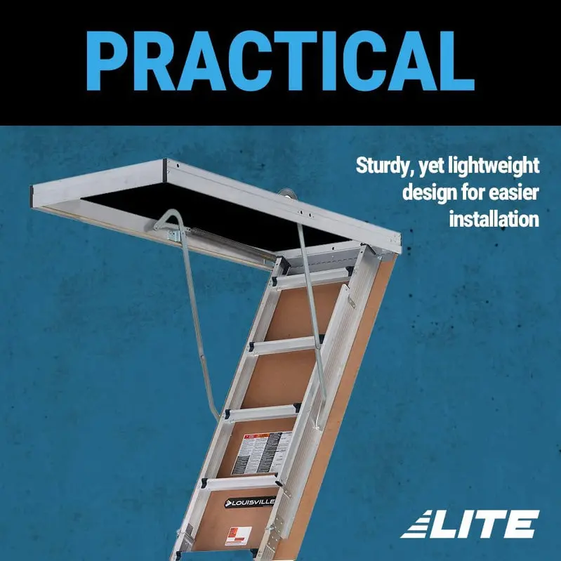 LITE 10-Foot Aluminum Attic Ladder – Type IAA Duty Rating, 375 lb Capacity
