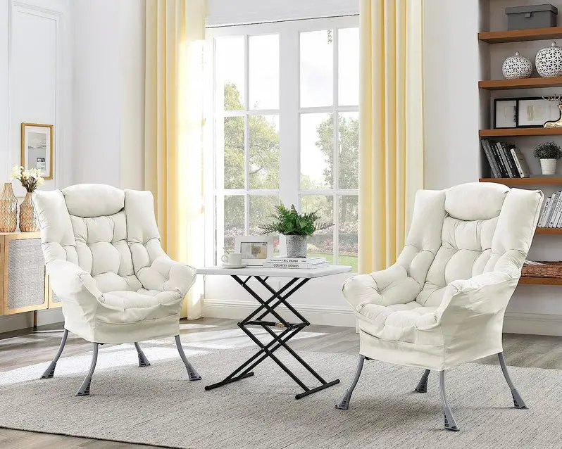 Living and More Modern High-Back Accent Chair – Contemporary Fabric Lounge Sofa in Cool Grey