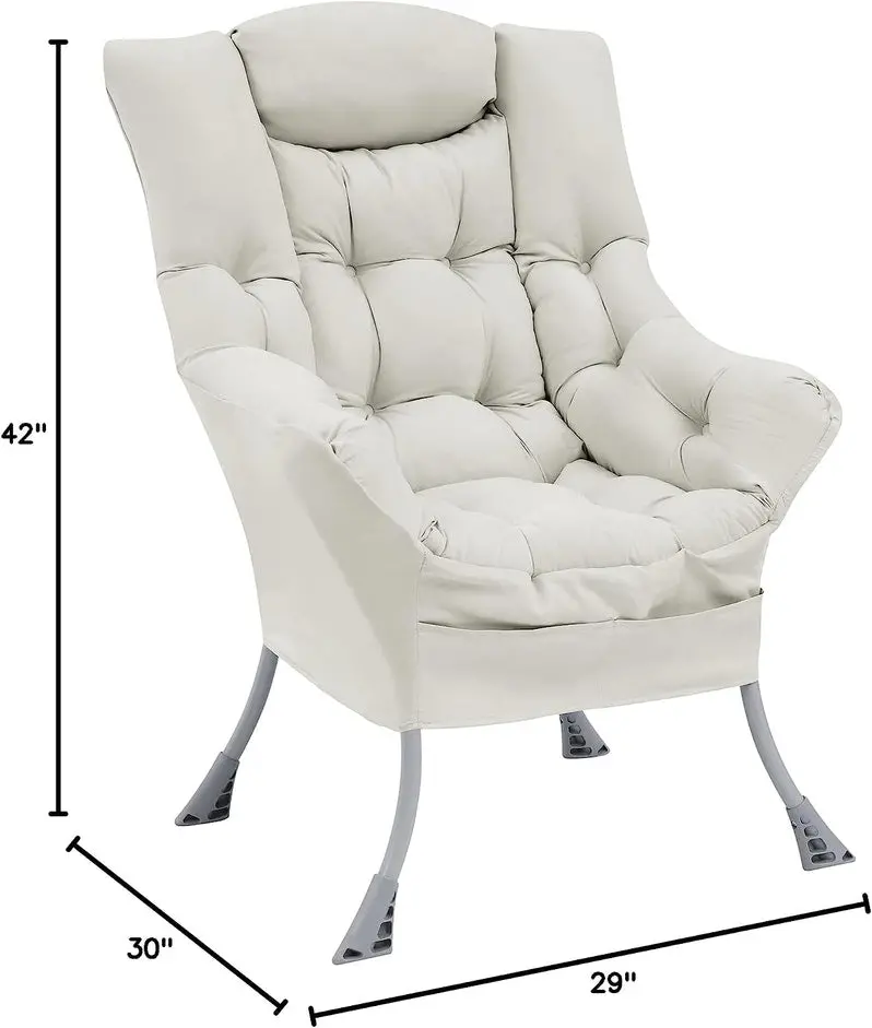 Living and More Modern High-Back Accent Chair – Contemporary Fabric Lounge Sofa in Cool Grey