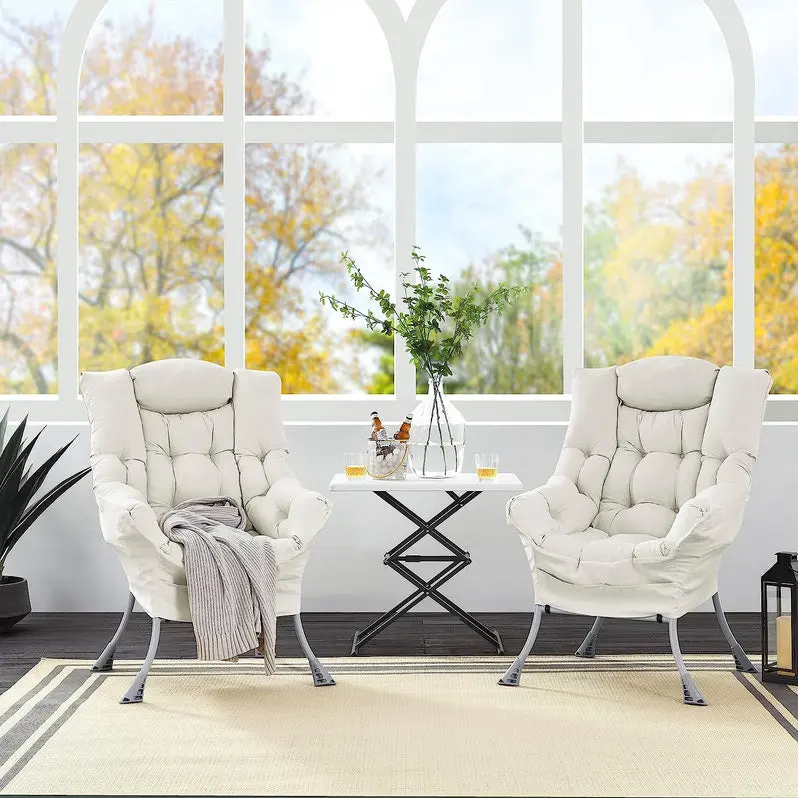 Living and More Modern High-Back Accent Chair – Contemporary Fabric Lounge Sofa in Cool Grey