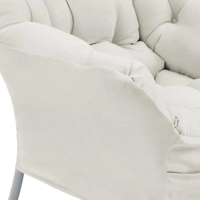 Living and More Modern High-Back Accent Chair – Contemporary Fabric Lounge Sofa in Cool Grey