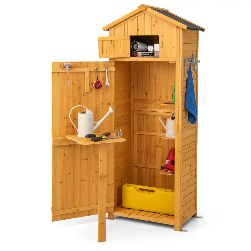 Lockable Wooden Outdoor Storage Shed – Garden Cabinet with Secure Doors