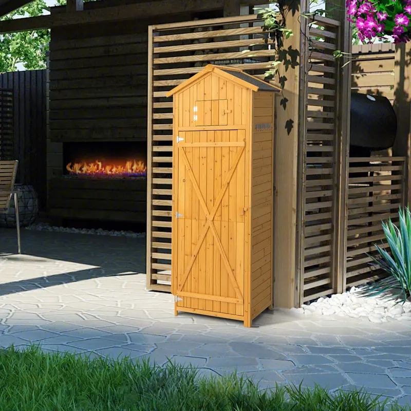 Lockable Wooden Outdoor Storage Shed – Garden Cabinet with Secure Doors 2