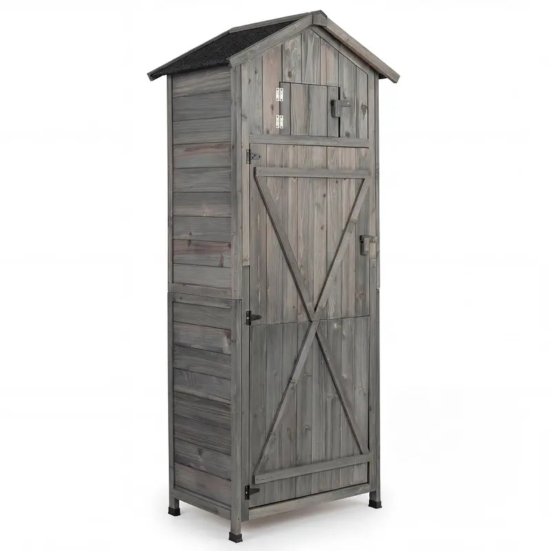 Lockable Wooden Outdoor Storage Shed – Garden Cabinet with Secure Doors