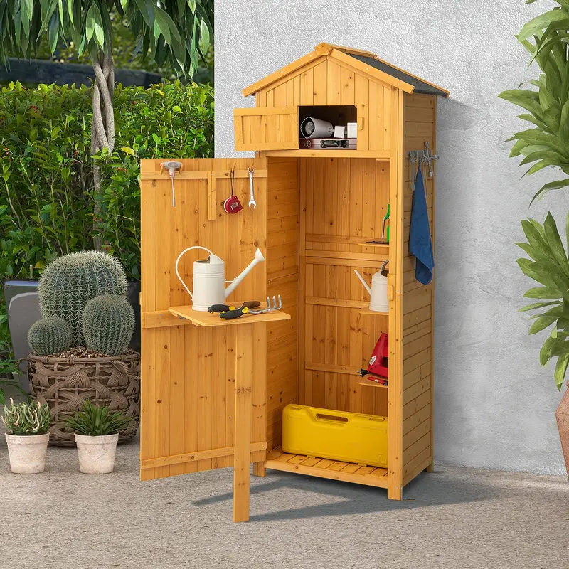 Lockable Wooden Outdoor Storage Shed – Garden Cabinet with Secure Doors
