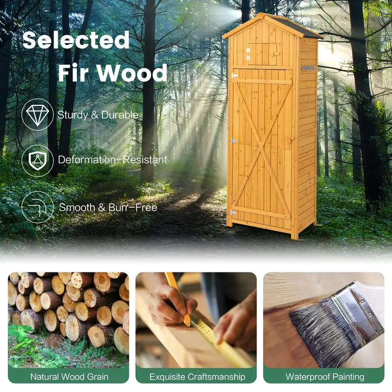 Lockable Wooden Outdoor Storage Shed – Garden Cabinet with Secure Doors