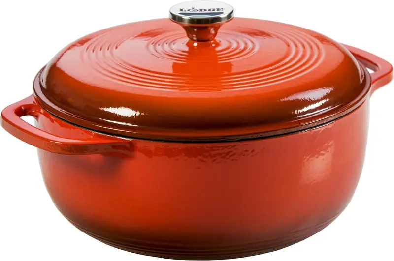 Lodge 6-Quart Caribbean Blue Enamel Cast Iron Dutch Oven with Moisture-Sealing Lid and Dual Handles