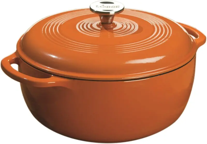 Lodge 6-Quart Caribbean Blue Enamel Cast Iron Dutch Oven with Moisture-Sealing Lid and Dual Handles