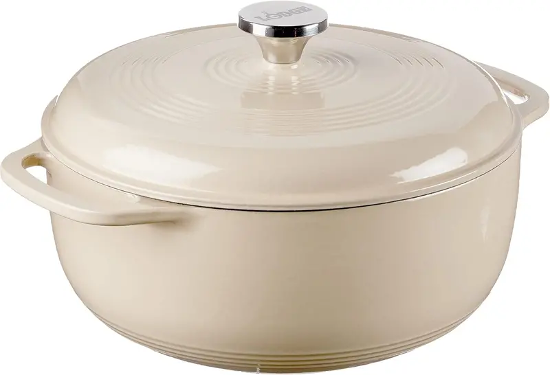 Lodge 6-Quart Caribbean Blue Enamel Cast Iron Dutch Oven with Moisture-Sealing Lid and Dual Handles