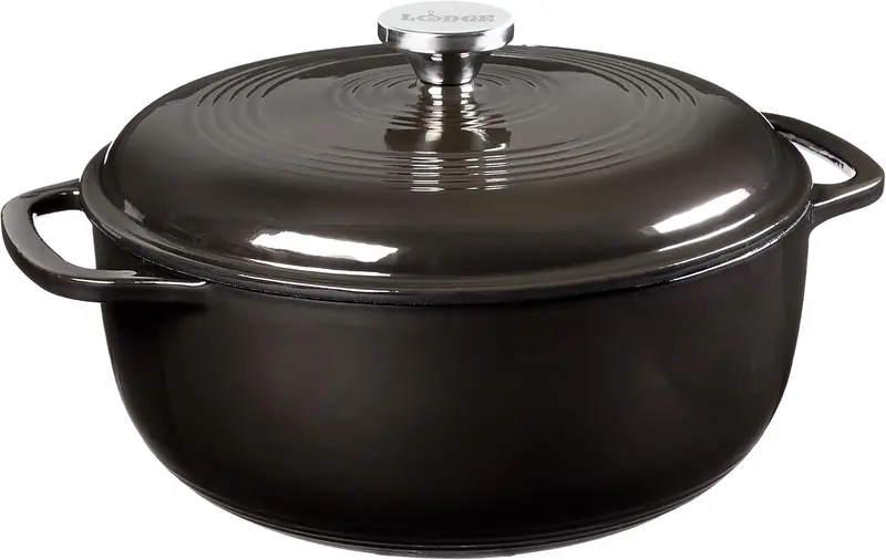 Lodge 6-Quart Caribbean Blue Enamel Cast Iron Dutch Oven with Moisture-Sealing Lid and Dual Handles