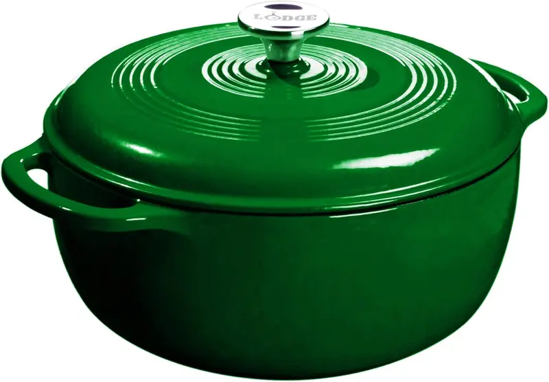 Lodge 6-Quart Caribbean Blue Enamel Cast Iron Dutch Oven with Moisture-Sealing Lid and Dual Handles