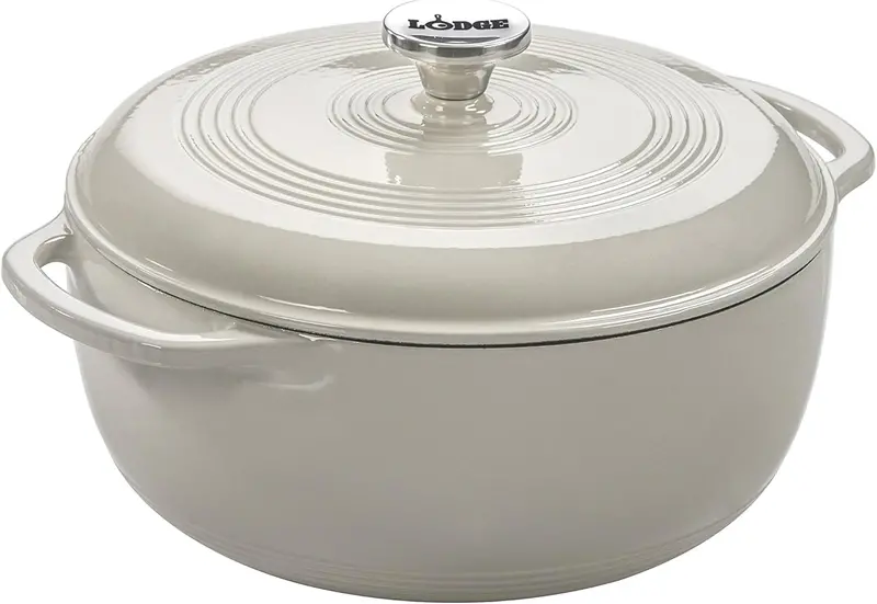 Lodge 6-Quart Caribbean Blue Enamel Cast Iron Dutch Oven with Moisture-Sealing Lid and Dual Handles