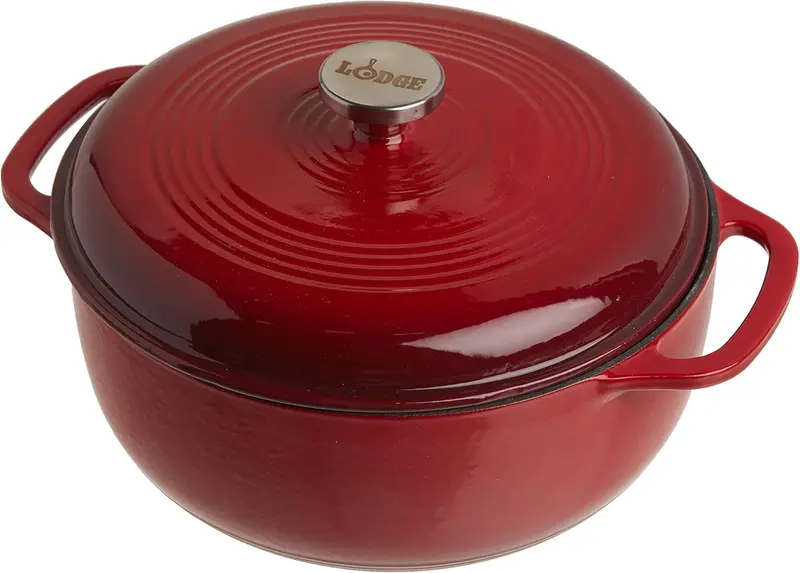 Lodge 6-Quart Caribbean Blue Enamel Cast Iron Dutch Oven with Moisture-Sealing Lid and Dual Handles