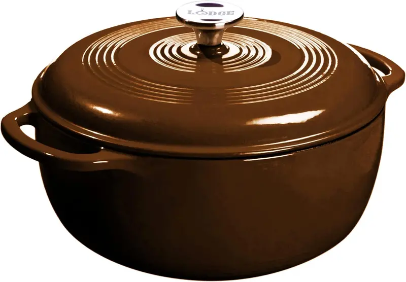 Lodge 6-Quart Caribbean Blue Enamel Cast Iron Dutch Oven with Moisture-Sealing Lid and Dual Handles