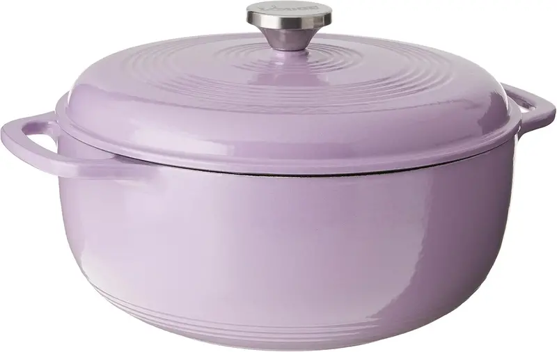 Lodge 6-Quart Caribbean Blue Enamel Cast Iron Dutch Oven with Moisture-Sealing Lid and Dual Handles