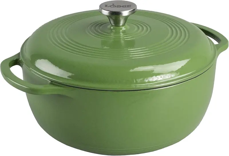Lodge 6-Quart Caribbean Blue Enamel Cast Iron Dutch Oven with Moisture-Sealing Lid and Dual Handles