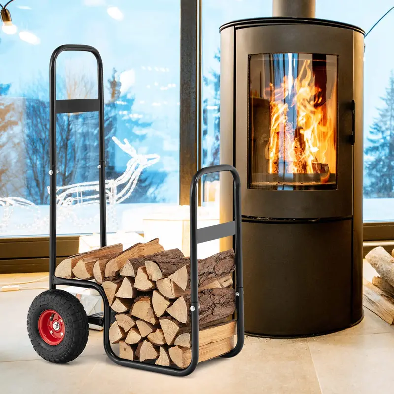 Log Cart for Firewood Transport – Indoor/Outdoor Storage Mover with Durable Rubber Wheels 2
