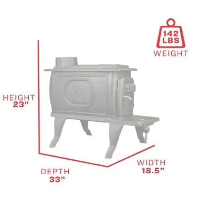 Logwood EPA-Exempt Cast Iron Wood Stove – 900 Sq. Ft. Heating Capacity
