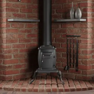 Logwood EPA-Exempt Cast Iron Wood Stove – 900 Sq. Ft. Heating Capacity